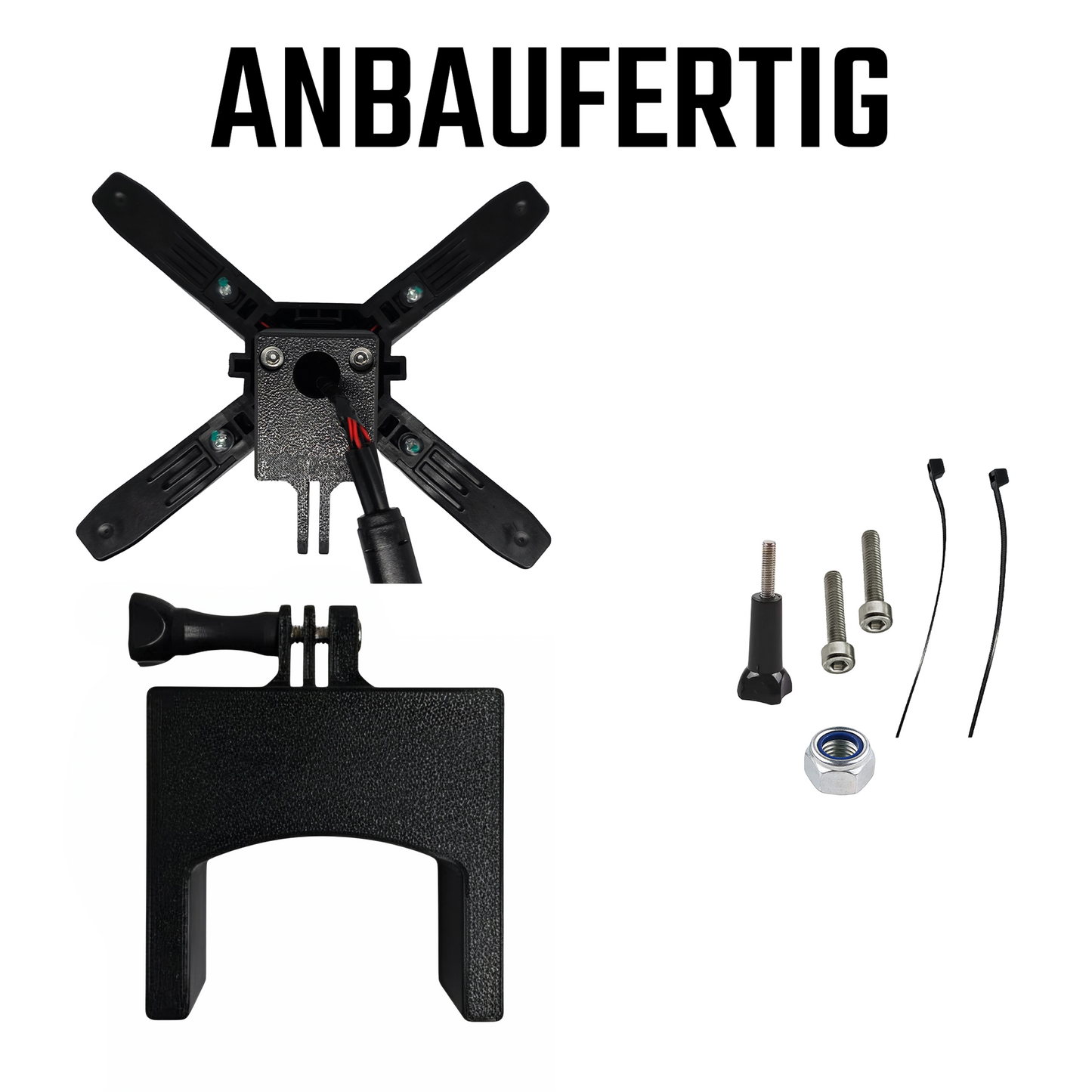 X-Licht Adapter auf Action-Mount für E-Scooter | ZT3 Scheinwerfer Halterung & Zubehör (Eigendesign) für Segway, Ninebot, Xiaomi - Eckig (Extra Breit)
