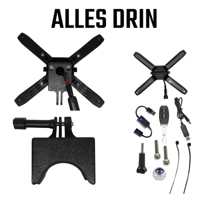 Universal X-Licht Komplett-Set für E-Scooter | Funk-Fernbedienung & Halterung (ZT3, Max G3, G2, uvm.) - Rund (Standard)