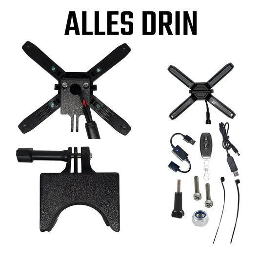 Universal X-Licht Komplett-Set für E-Scooter | Funk-Fernbedienung & Halterung (ZT3, Max G3, G2, uvm.) - Rund (Standard)